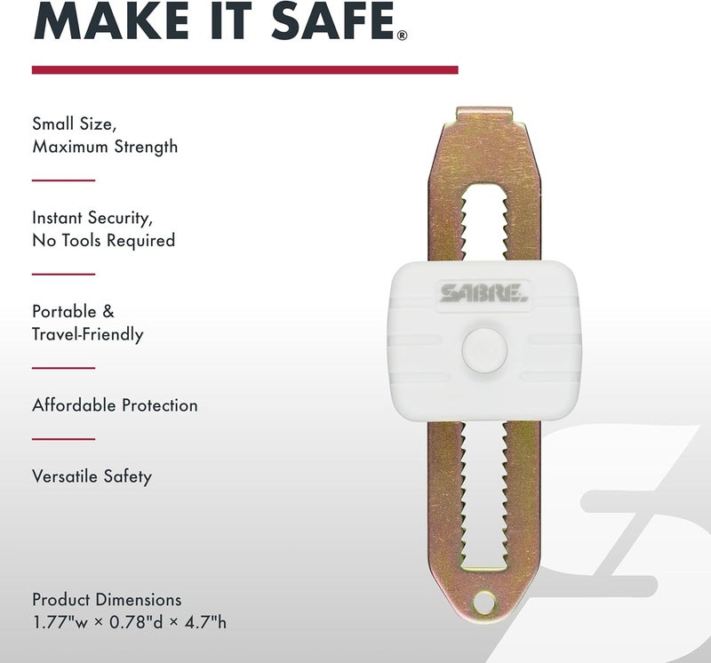 sabre Compact Travel Door Lock, Portable Security Lock for Travel, Hotels, & Rentals, Withstands 650 lbs of Force, Installs in Seconds, No Tools Required, Lightweight & Small for Easy Carry - Image 1